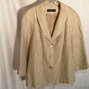Dana Buchman designer tan 3/4 length sleeve jacket vintage 80’s euc